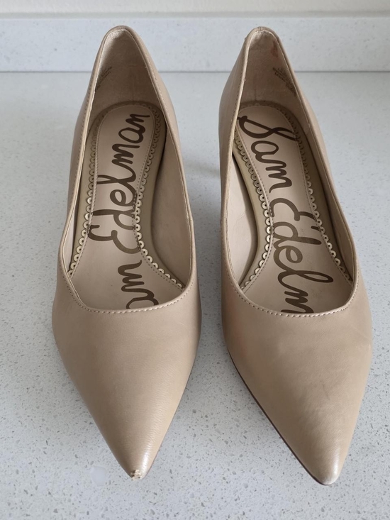 Sam Edelman Shoes - Sam Edelman Beige Pointed-Toe Leather Pumps